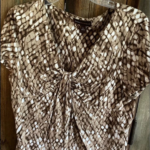 Dana Buchman blouse brown and white Large - Picture 7 of 9